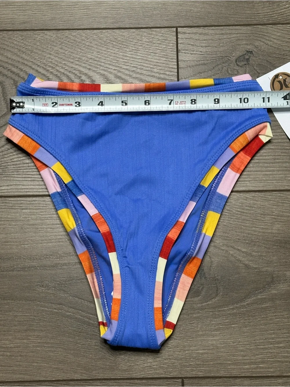 Hurley Retro Block Mod High Waist Bikini Bottom Blue Size XS